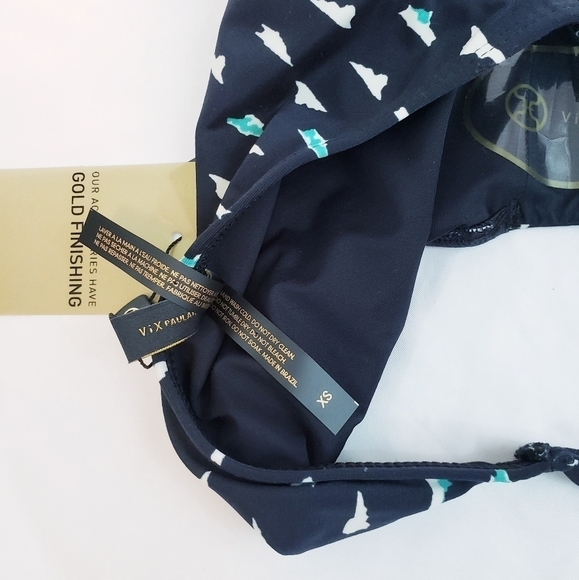 NWT Vix Paula Hermanny Dolce Knot Bikini Bottom Swimwear Black Teal - Picture 11 of 11